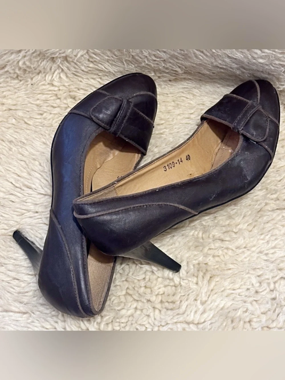 Zara Dark Brown Leatherette Heeled Pumps - Picture 3 of 9